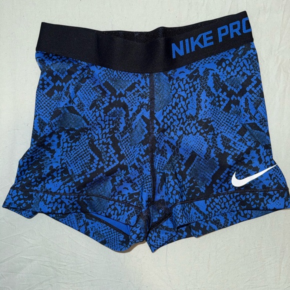 Nike Pants - Nike Pro Black and Blue Snake Print Athletic Shorts
